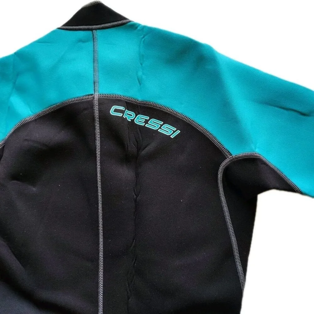 CRESSI LARGE Women's LIDO 2MM SHORTY WETSUIT BLACK & TEAL BLUE